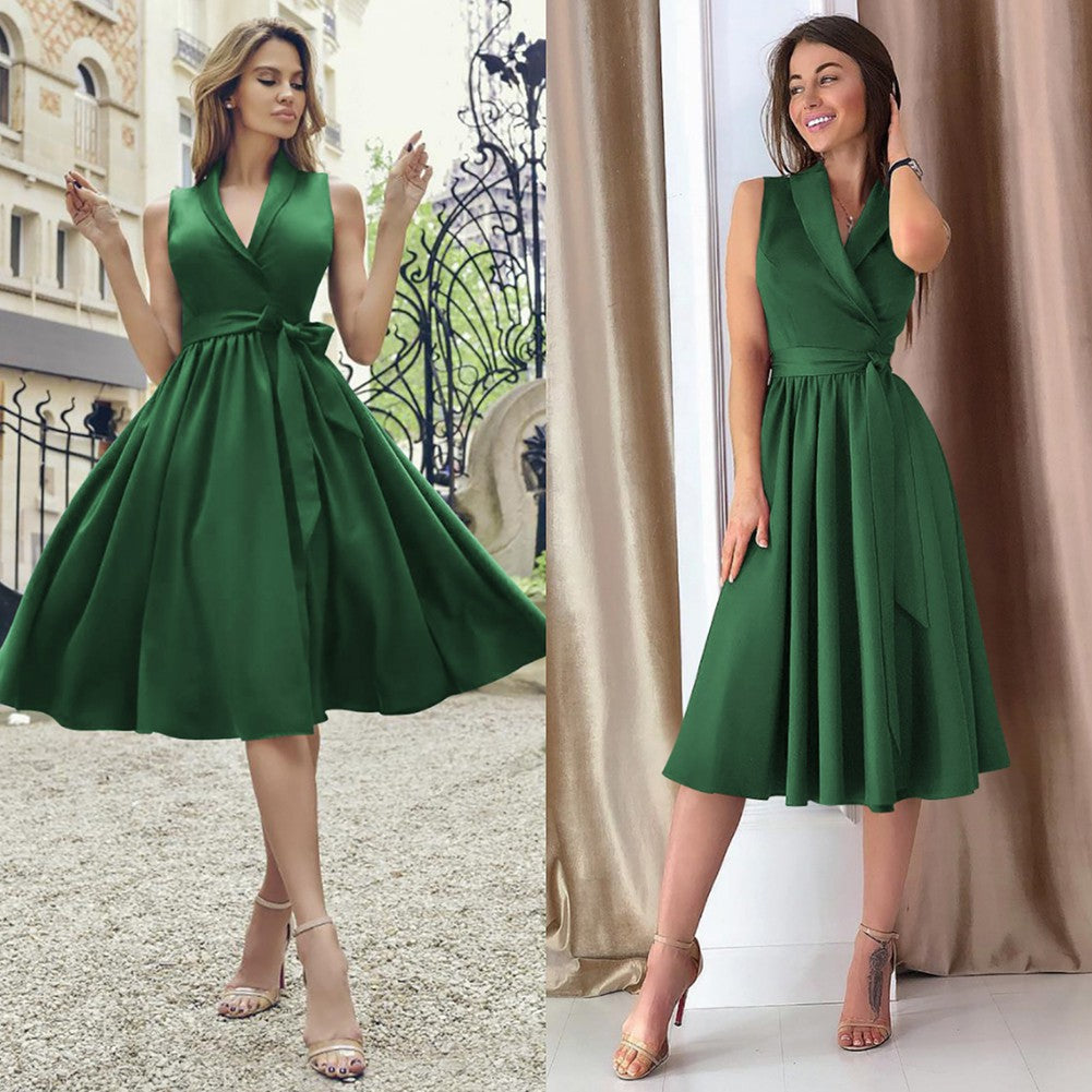Casual Sleeveless Belt Dress
