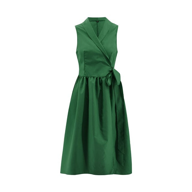 Casual Sleeveless Belt Dress