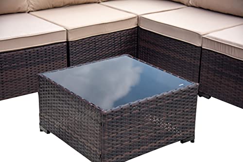 ASJMR Outdoor Patio Furniture Set with Fire Pit Table, 13 Pieces Outdoor Furniture Set Patio Sectional Sofa w/43in Propane Fire Pit, PE Wicker Rattan Patio Conversation Sets - Grey