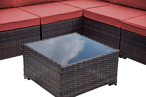ASJMR Outdoor Patio Furniture Set with Fire Pit Table, 13 Pieces Outdoor Furniture Set Patio Sectional Sofa w/43in Propane Fire Pit, PE Wicker Rattan Patio Conversation Sets - Grey
