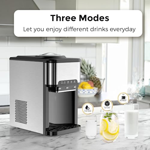 Nugget Ice Maker Countertop, Portable Crushed Ice Machine, Self Cleaning Ice Makers with One-Click Operation, Soft Chewable Pebble Ice in 7 Mins, 34Lbs/24H with Ice Scoop for Home Bar Camping RV
