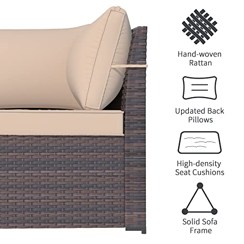 ASJMR Outdoor Patio Furniture Set with Fire Pit Table, 13 Pieces Outdoor Furniture Set Patio Sectional Sofa w/43in Propane Fire Pit, PE Wicker Rattan Patio Conversation Sets - Grey