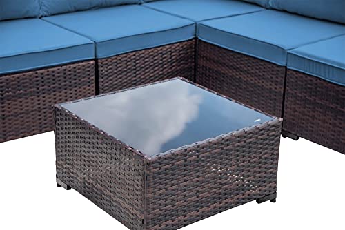 ASJMR Outdoor Patio Furniture Set with Fire Pit Table, 13 Pieces Outdoor Furniture Set Patio Sectional Sofa w/43in Propane Fire Pit, PE Wicker Rattan Patio Conversation Sets - Grey
