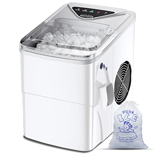 Nugget Ice Maker Countertop, Portable Crushed Ice Machine, Self Cleaning Ice Makers with One-Click Operation, Soft Chewable Pebble Ice in 7 Mins, 34Lbs/24H with Ice Scoop for Home Bar Camping RV