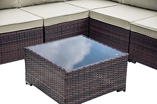 ASJMR Outdoor Patio Furniture Set with Fire Pit Table, 13 Pieces Outdoor Furniture Set Patio Sectional Sofa w/43in Propane Fire Pit, PE Wicker Rattan Patio Conversation Sets - Grey