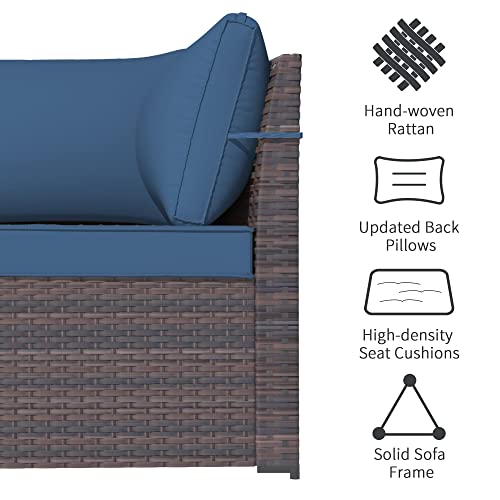 ASJMR Outdoor Patio Furniture Set with Fire Pit Table, 13 Pieces Outdoor Furniture Set Patio Sectional Sofa w/43in Propane Fire Pit, PE Wicker Rattan Patio Conversation Sets - Grey