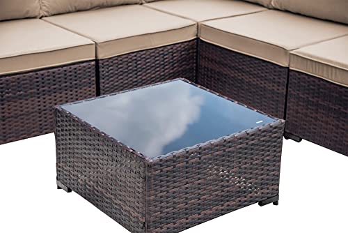 ASJMR Outdoor Patio Furniture Set with Fire Pit Table, 13 Pieces Outdoor Furniture Set Patio Sectional Sofa w/43in Propane Fire Pit, PE Wicker Rattan Patio Conversation Sets - Grey