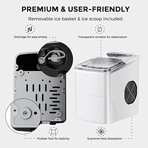 Nugget Ice Maker Countertop, Portable Crushed Ice Machine, Self Cleaning Ice Makers with One-Click Operation, Soft Chewable Pebble Ice in 7 Mins, 34Lbs/24H with Ice Scoop for Home Bar Camping RV