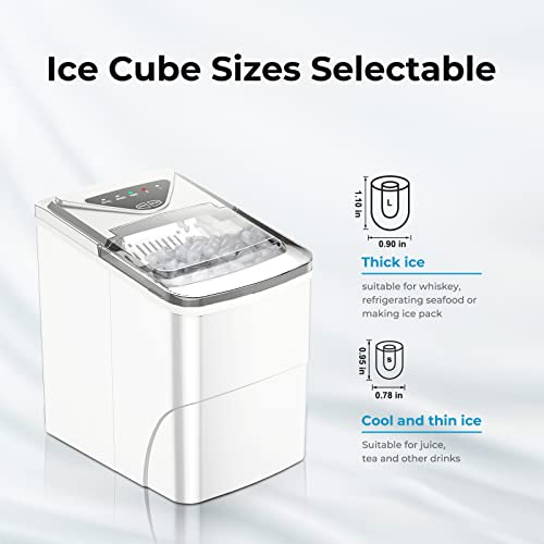 Nugget Ice Maker Countertop, Portable Crushed Ice Machine, Self Cleaning Ice Makers with One-Click Operation, Soft Chewable Pebble Ice in 7 Mins, 34Lbs/24H with Ice Scoop for Home Bar Camping RV