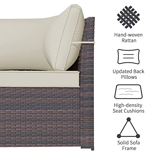ASJMR Outdoor Patio Furniture Set with Fire Pit Table, 13 Pieces Outdoor Furniture Set Patio Sectional Sofa w/43in Propane Fire Pit, PE Wicker Rattan Patio Conversation Sets - Grey