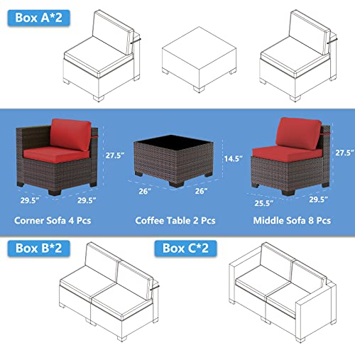 ASJMR Outdoor Patio Furniture Set with Fire Pit Table, 13 Pieces Outdoor Furniture Set Patio Sectional Sofa w/43in Propane Fire Pit, PE Wicker Rattan Patio Conversation Sets - Grey