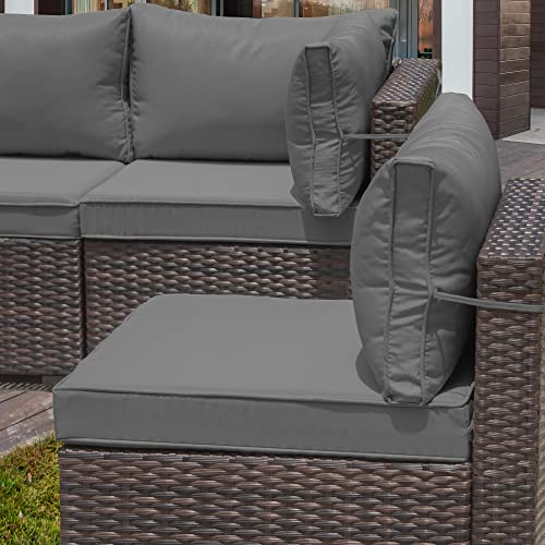 RTDTD Outdoor Patio Furniture Set with Propane Fire Pit Table, 13 Pieces Outdoor Furniture Patio Sectional Sofa Conversation Sets w/ETL Approved 43" Gas Outdoor Fire Table & Coffee Table (Brown)