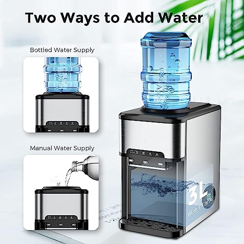Nugget Ice Maker Countertop, Portable Crushed Ice Machine, Self Cleaning Ice Makers with One-Click Operation, Soft Chewable Pebble Ice in 7 Mins, 34Lbs/24H with Ice Scoop for Home Bar Camping RV