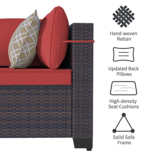 ASJMR Outdoor Patio Furniture Set with Fire Pit Table, 13 Pieces Outdoor Furniture Set Patio Sectional Sofa w/43in Propane Fire Pit, PE Wicker Rattan Patio Conversation Sets - Grey