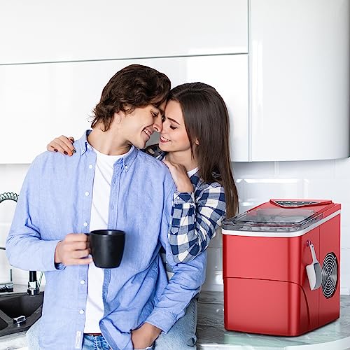 Nugget Ice Maker Countertop, Portable Crushed Ice Machine, Self Cleaning Ice Makers with One-Click Operation, Soft Chewable Pebble Ice in 7 Mins, 34Lbs/24H with Ice Scoop for Home Bar Camping RV