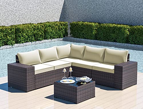 ASJMR Outdoor Patio Furniture Set with Fire Pit Table, 13 Pieces Outdoor Furniture Set Patio Sectional Sofa w/43in Propane Fire Pit, PE Wicker Rattan Patio Conversation Sets - Grey