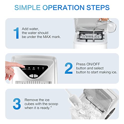 Nugget Ice Maker Countertop, Portable Crushed Ice Machine, Self Cleaning Ice Makers with One-Click Operation, Soft Chewable Pebble Ice in 7 Mins, 34Lbs/24H with Ice Scoop for Home Bar Camping RV