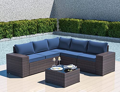 ASJMR Outdoor Patio Furniture Set with Fire Pit Table, 13 Pieces Outdoor Furniture Set Patio Sectional Sofa w/43in Propane Fire Pit, PE Wicker Rattan Patio Conversation Sets - Grey