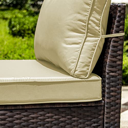 RTDTD Outdoor Patio Furniture Set with Propane Fire Pit Table, 13 Pieces Outdoor Furniture Patio Sectional Sofa Conversation Sets w/ETL Approved 43" Gas Outdoor Fire Table & Coffee Table (Brown)