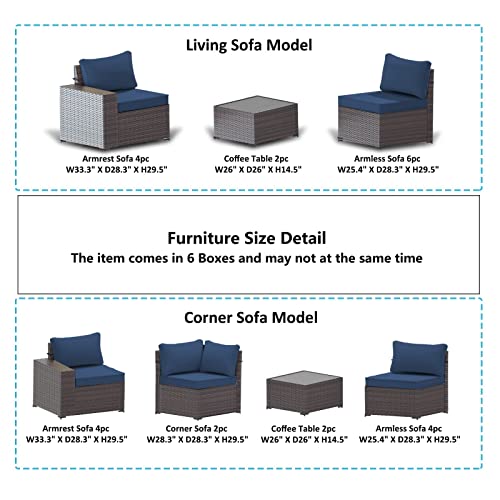 ASJMR Outdoor Patio Furniture Set with Fire Pit Table, 13 Pieces Outdoor Furniture Set Patio Sectional Sofa w/43in Propane Fire Pit, PE Wicker Rattan Patio Conversation Sets - Grey