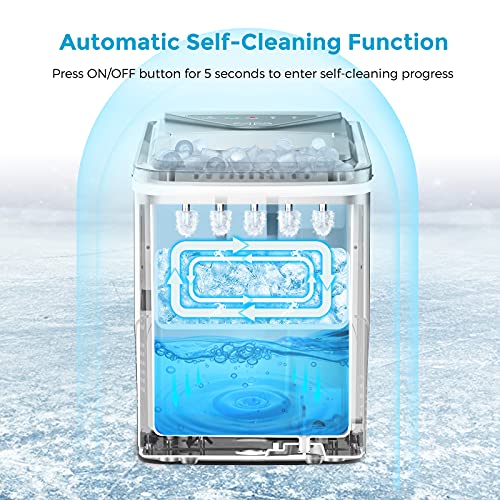 Nugget Ice Maker Countertop, Portable Crushed Ice Machine, Self Cleaning Ice Makers with One-Click Operation, Soft Chewable Pebble Ice in 7 Mins, 34Lbs/24H with Ice Scoop for Home Bar Camping RV