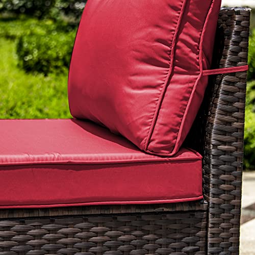 RTDTD Outdoor Patio Furniture Set with Propane Fire Pit Table, 13 Pieces Outdoor Furniture Patio Sectional Sofa Conversation Sets w/ETL Approved 43" Gas Outdoor Fire Table & Coffee Table (Brown)