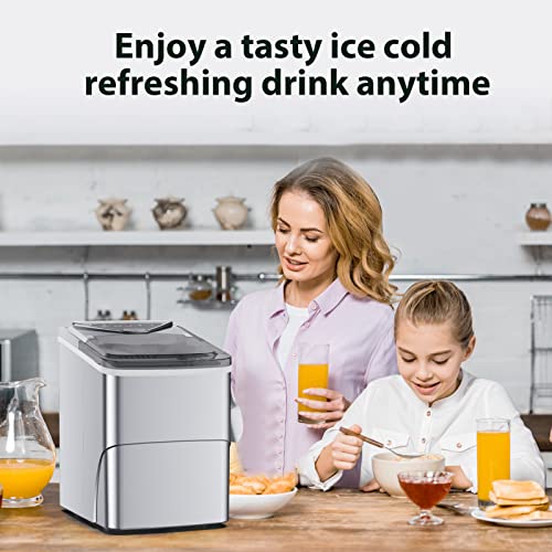Nugget Ice Maker Countertop, Portable Crushed Ice Machine, Self Cleaning Ice Makers with One-Click Operation, Soft Chewable Pebble Ice in 7 Mins, 34Lbs/24H with Ice Scoop for Home Bar Camping RV