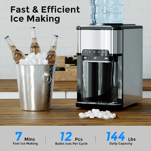 Nugget Ice Maker Countertop, Portable Crushed Ice Machine, Self Cleaning Ice Makers with One-Click Operation, Soft Chewable Pebble Ice in 7 Mins, 34Lbs/24H with Ice Scoop for Home Bar Camping RV