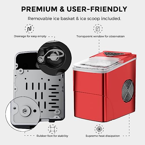 Nugget Ice Maker Countertop, Portable Crushed Ice Machine, Self Cleaning Ice Makers with One-Click Operation, Soft Chewable Pebble Ice in 7 Mins, 34Lbs/24H with Ice Scoop for Home Bar Camping RV