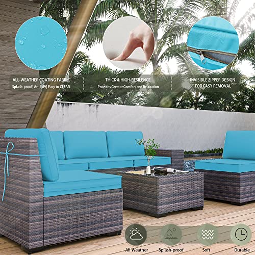RTDTD Outdoor Patio Furniture Set with Propane Fire Pit Table, 13 Pieces Outdoor Furniture Patio Sectional Sofa Conversation Sets w/ETL Approved 43" Gas Outdoor Fire Table & Coffee Table (Brown)