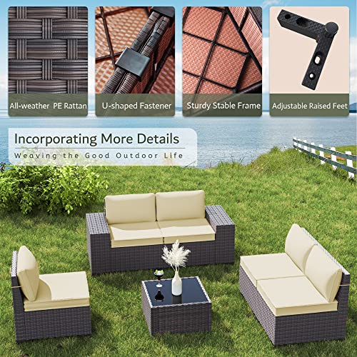 RTDTD Outdoor Patio Furniture Set with Propane Fire Pit Table, 13 Pieces Outdoor Furniture Patio Sectional Sofa Conversation Sets w/ETL Approved 43" Gas Outdoor Fire Table & Coffee Table (Brown)