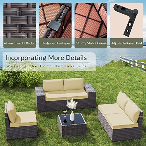 RTDTD Outdoor Patio Furniture Set with Propane Fire Pit Table, 13 Pieces Outdoor Furniture Patio Sectional Sofa Conversation Sets w/ETL Approved 43" Gas Outdoor Fire Table & Coffee Table (Brown)