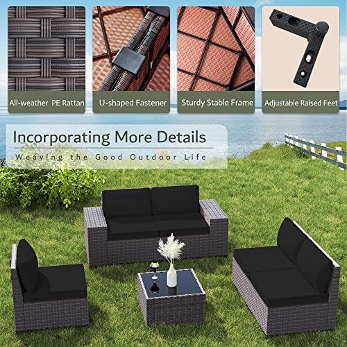 RTDTD Outdoor Patio Furniture Set with Propane Fire Pit Table, 13 Pieces Outdoor Furniture Patio Sectional Sofa Conversation Sets w/ETL Approved 43" Gas Outdoor Fire Table & Coffee Table (Brown)