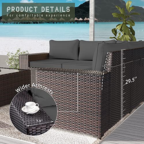 RTDTD Outdoor Patio Furniture Set with Propane Fire Pit Table, 13 Pieces Outdoor Furniture Patio Sectional Sofa Conversation Sets w/ETL Approved 43" Gas Outdoor Fire Table & Coffee Table (Brown)
