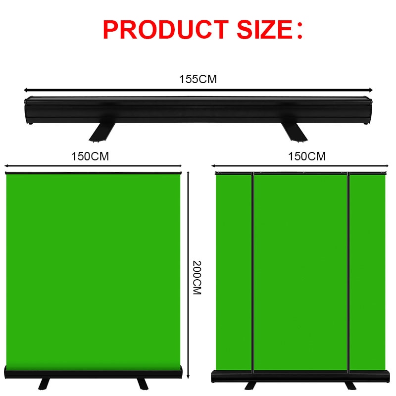 Studio/Photography 3.5ft/4.9ft Green Screen Background Collapsible Chromakey Backdrop Aluminium Case for Virtual StudioGame