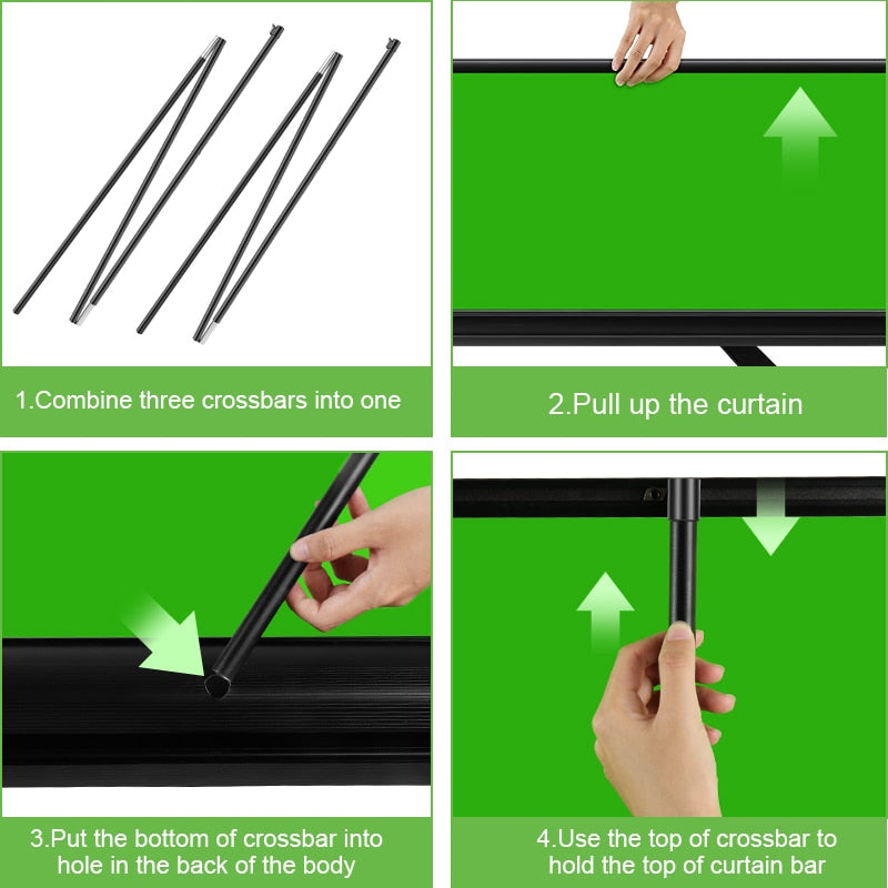 Studio/Photography 3.5ft/4.9ft Green Screen Background Collapsible Chromakey Backdrop Aluminium Case for Virtual StudioGame
