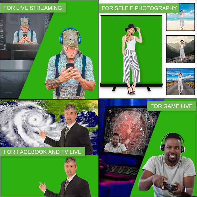 Studio/Photography 3.5ft/4.9ft Green Screen Background Collapsible Chromakey Backdrop Aluminium Case for Virtual StudioGame