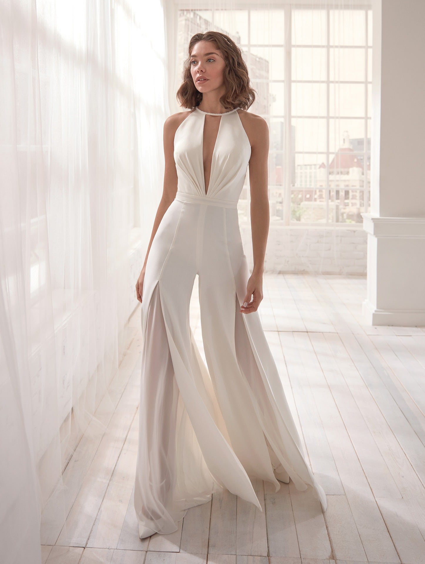 Sexy and elegant dress up V halter jumpsuit casual trousers