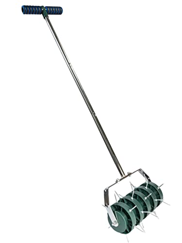 Osaava Rolling Lawn Aerator Garden Yard Rotary Push Tine Heavy Duty Spike Soil Aeration, Manual Rotary Garden Tool, Rolling Aerator New Desing Handheld Push