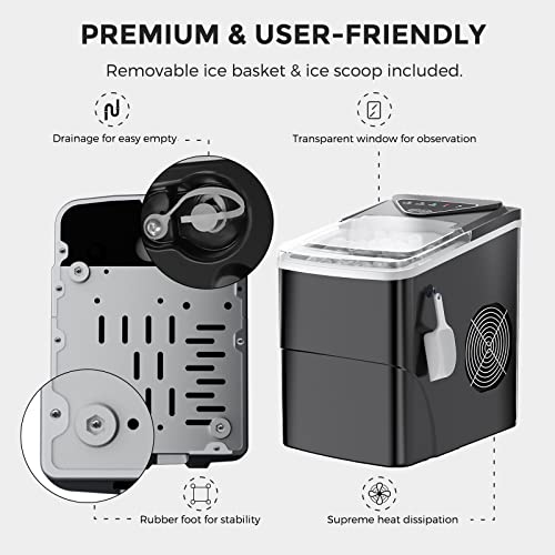 Nugget Ice Maker Countertop, Portable Crushed Ice Machine, Self Cleaning Ice Makers with One-Click Operation, Soft Chewable Pebble Ice in 7 Mins, 34Lbs/24H with Ice Scoop for Home Bar Camping RV