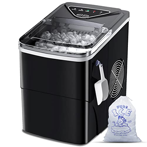 Nugget Ice Maker Countertop, Portable Crushed Ice Machine, Self Cleaning Ice Makers with One-Click Operation, Soft Chewable Pebble Ice in 7 Mins, 34Lbs/24H with Ice Scoop for Home Bar Camping RV