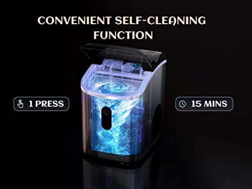 ecozy Nugget Ice Maker Countertop - Chewable Pellet Ice Cubes, 33 lbs Daily Output, Stainless Steel Housing, Self-Cleaning Ice Machine with Ice Bags for Parties, Kitchen, Bar, Office, Silver