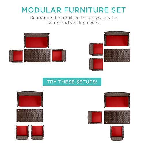 Best Choice Products 4-Piece Outdoor Wicker Patio Conversation Furniture Set for Backyard, Deck, Poolside w/Coffee Table, Seat Cushions - Gray Wicker/Navy Cushions