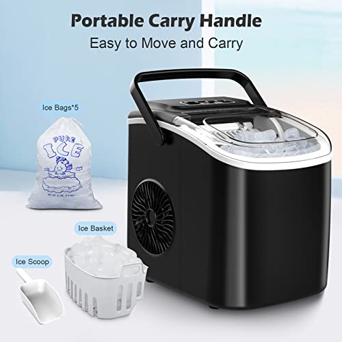 Nugget Ice Maker Countertop, Portable Crushed Ice Machine, Self Cleaning Ice Makers with One-Click Operation, Soft Chewable Pebble Ice in 7 Mins, 34Lbs/24H with Ice Scoop for Home Bar Camping RV