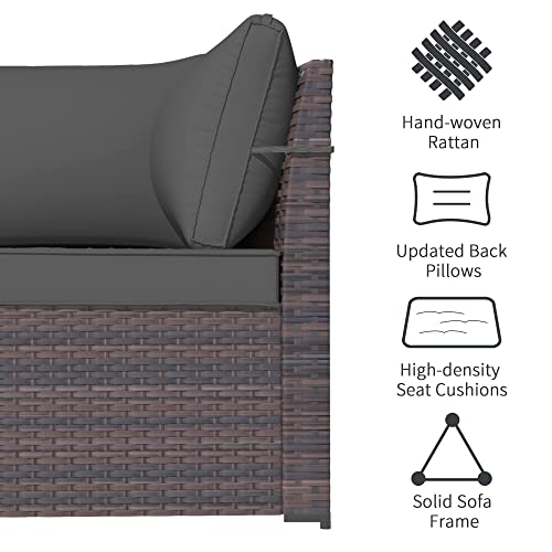 ASJMR Outdoor Patio Furniture Set with Fire Pit Table, 13 Pieces Outdoor Furniture Set Patio Sectional Sofa w/43in Propane Fire Pit, PE Wicker Rattan Patio Conversation Sets - Grey