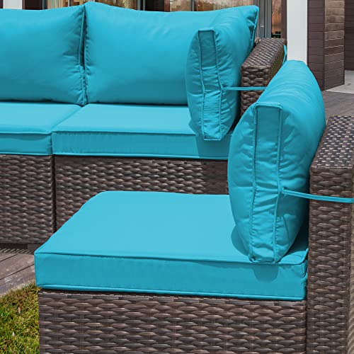 RTDTD Outdoor Patio Furniture Set with Propane Fire Pit Table, 13 Pieces Outdoor Furniture Patio Sectional Sofa Conversation Sets w/ETL Approved 43" Gas Outdoor Fire Table & Coffee Table (Brown)