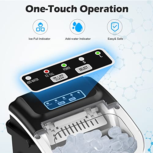 Nugget Ice Maker Countertop, Portable Crushed Ice Machine, Self Cleaning Ice Makers with One-Click Operation, Soft Chewable Pebble Ice in 7 Mins, 34Lbs/24H with Ice Scoop for Home Bar Camping RV