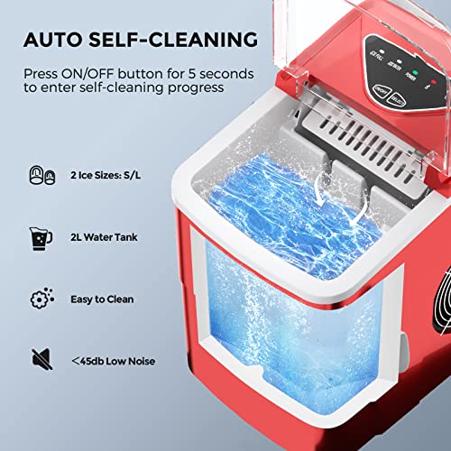 Nugget Ice Maker Countertop, Portable Crushed Ice Machine, Self Cleaning Ice Makers with One-Click Operation, Soft Chewable Pebble Ice in 7 Mins, 34Lbs/24H with Ice Scoop for Home Bar Camping RV
