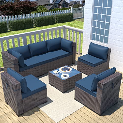 ASJMR Outdoor Patio Furniture Set with Fire Pit Table, 13 Pieces Outdoor Furniture Set Patio Sectional Sofa w/43in Propane Fire Pit, PE Wicker Rattan Patio Conversation Sets - Grey