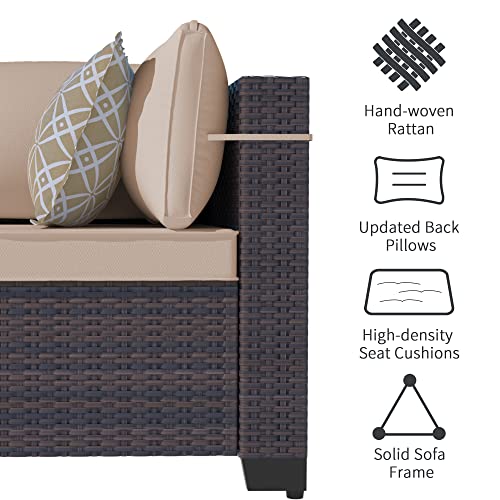ASJMR Outdoor Patio Furniture Set with Fire Pit Table, 13 Pieces Outdoor Furniture Set Patio Sectional Sofa w/43in Propane Fire Pit, PE Wicker Rattan Patio Conversation Sets - Grey